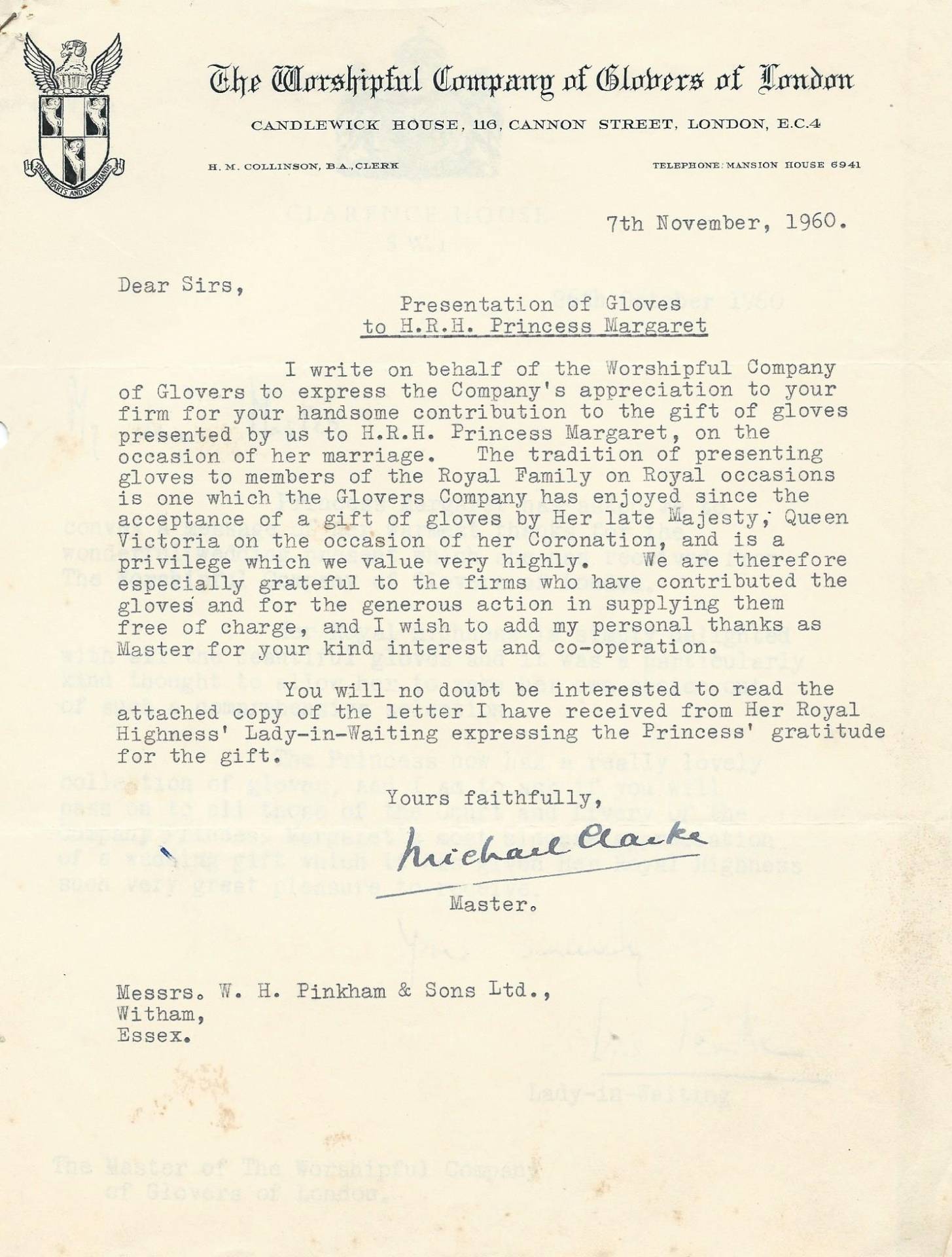 Glovers-letter-7th November 1960