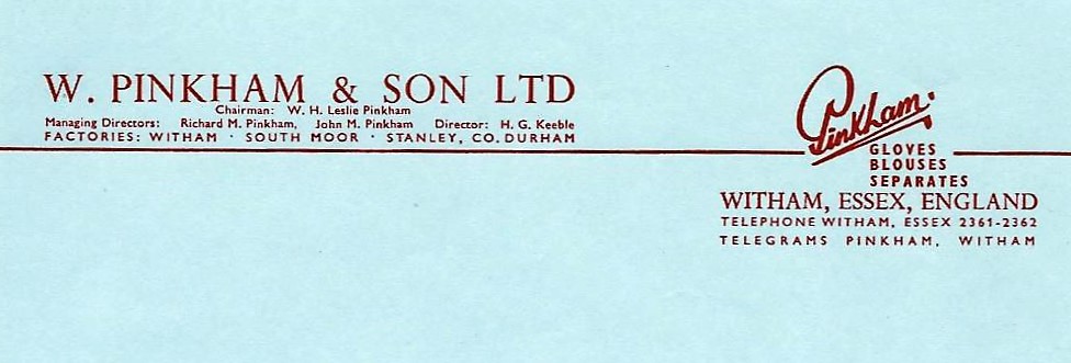 W Pinkham & Son Ltd headed paper 1966