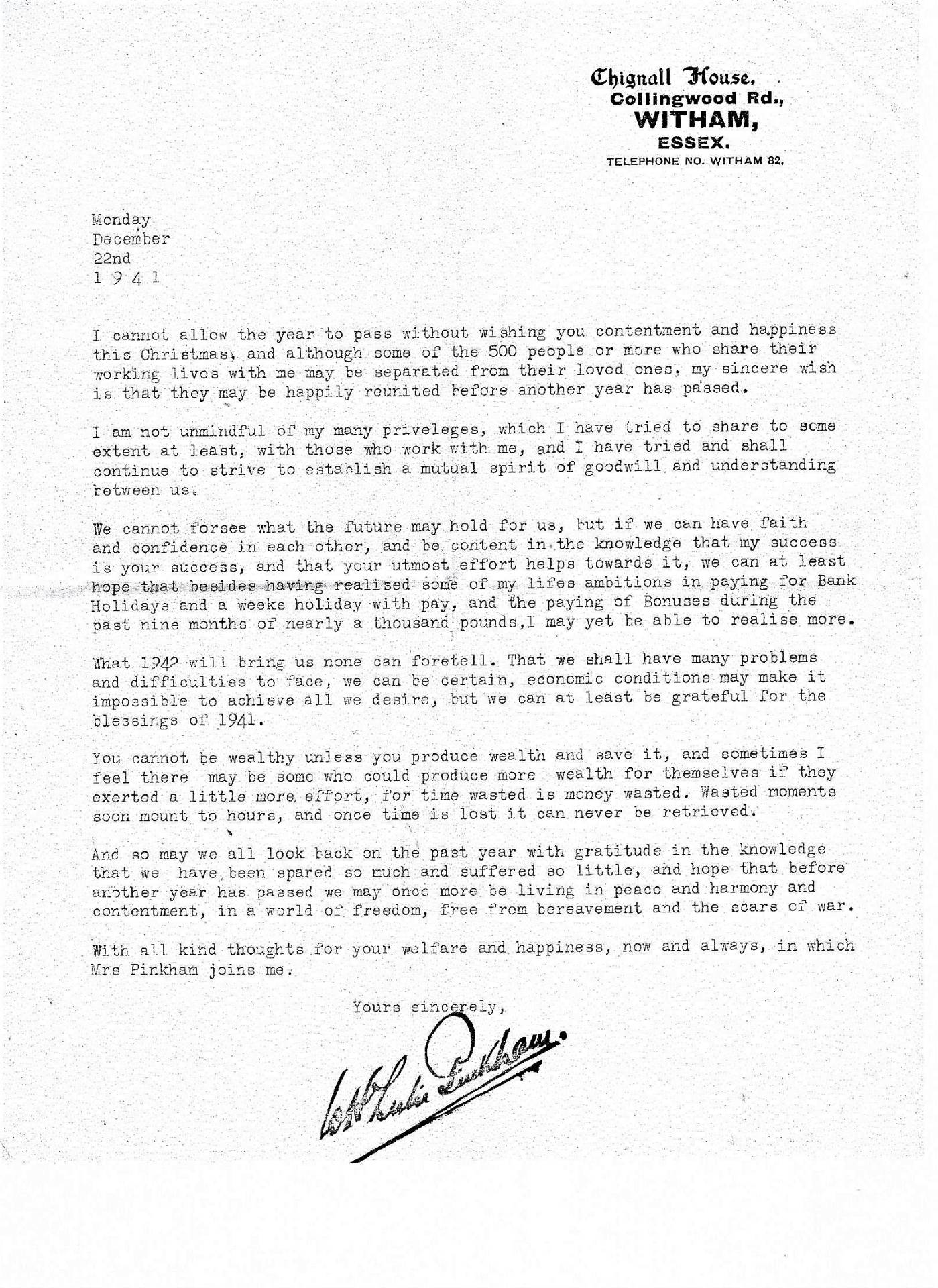 WHLP-letter-to-staff-December-1941
